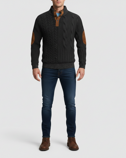 Men's Wool Sweater with High Collar