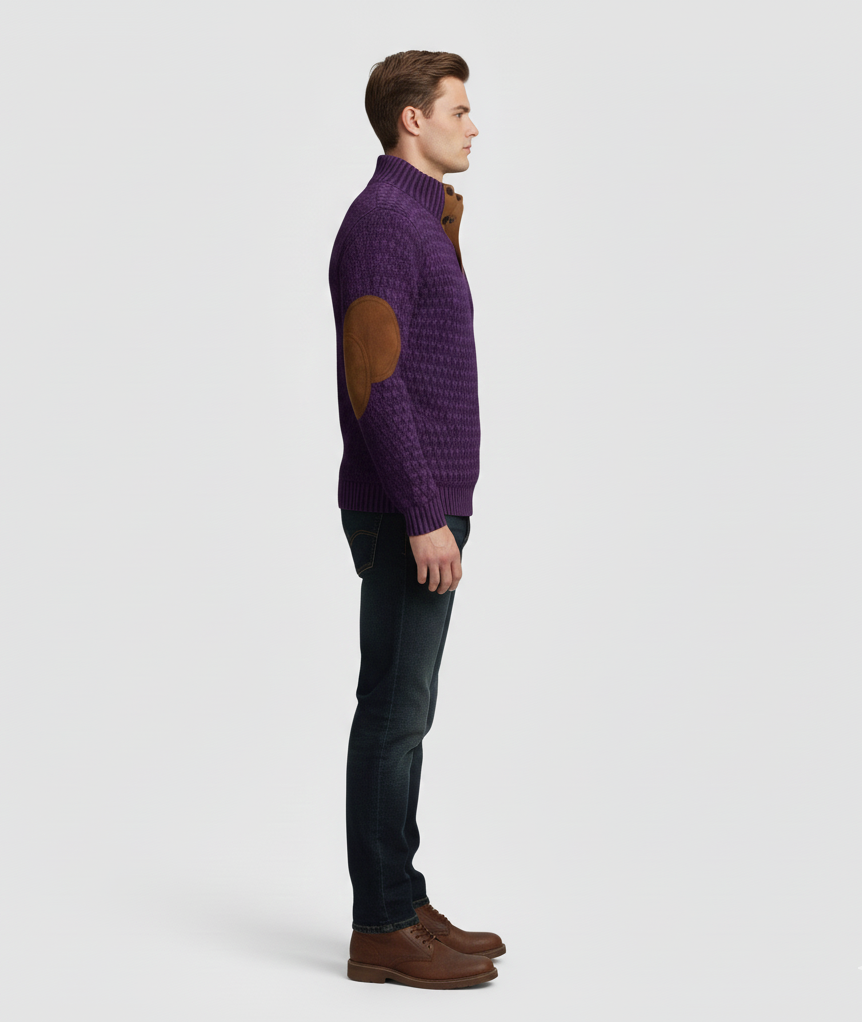 Men's Wool Sweater with High Collar