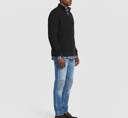 Men's Cotton Turtleneck Sweater with Zipper