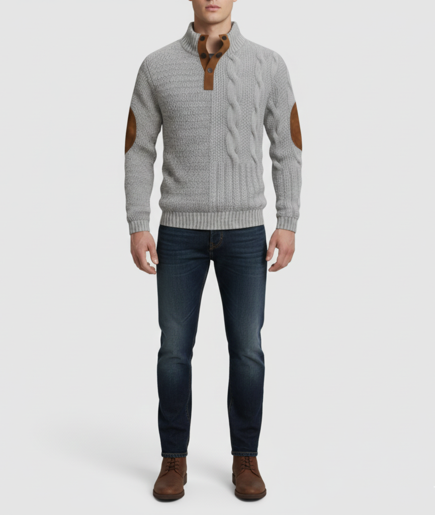 Men's Wool Sweater with High Collar