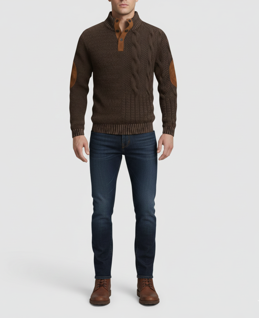Men's Wool Sweater with High Collar