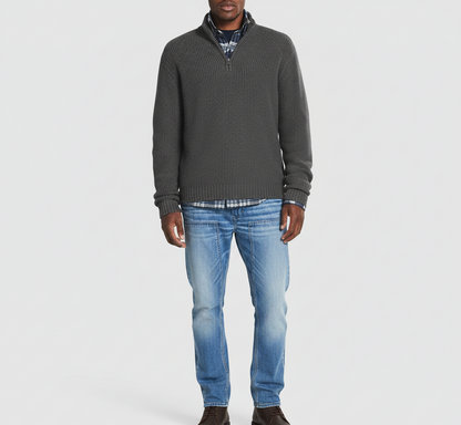 Men's Cotton Turtleneck Sweater with Zipper
