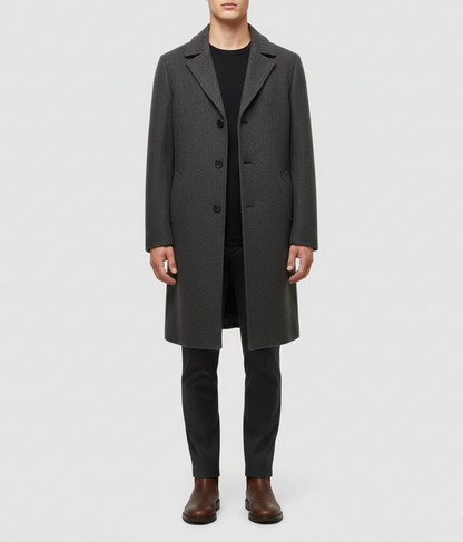 Elegant Slim-Fit Wool Coat for Men
