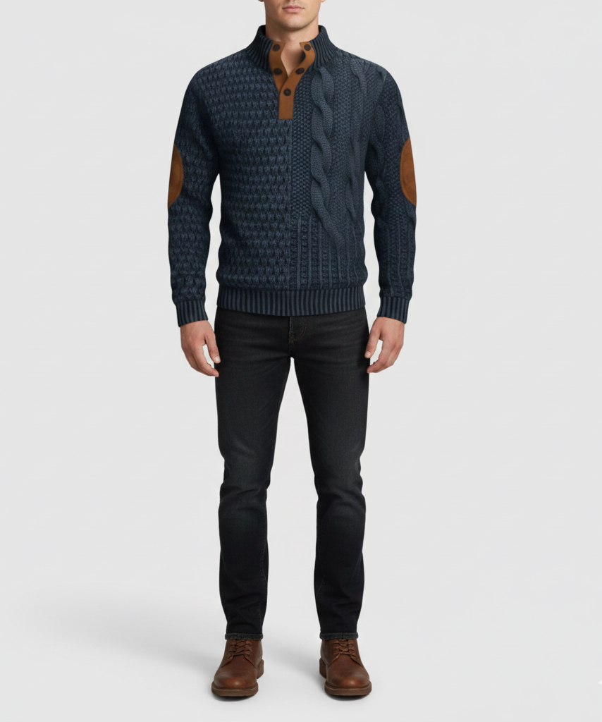 Men's Wool Sweater with High Collar