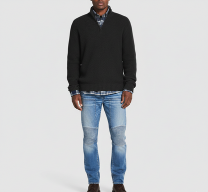 Men's Cotton Turtleneck Sweater with Zipper