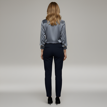 Blouse élégante en satin pour femme à col en V