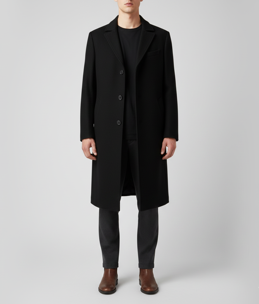 Elegant Slim-Fit Wool Coat for Men
