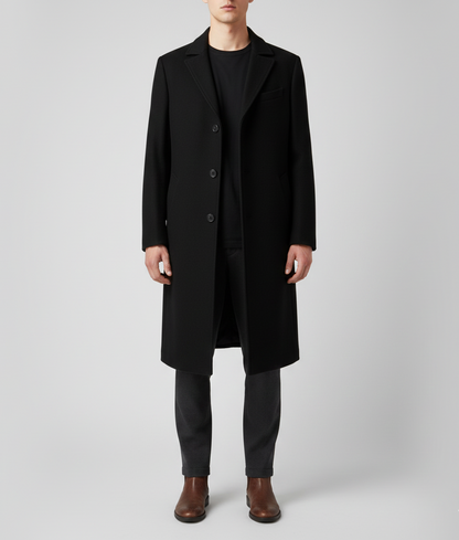 Elegant Slim-Fit Wool Coat for Men