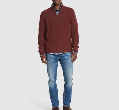 Men's Cotton Turtleneck Sweater with Zipper
