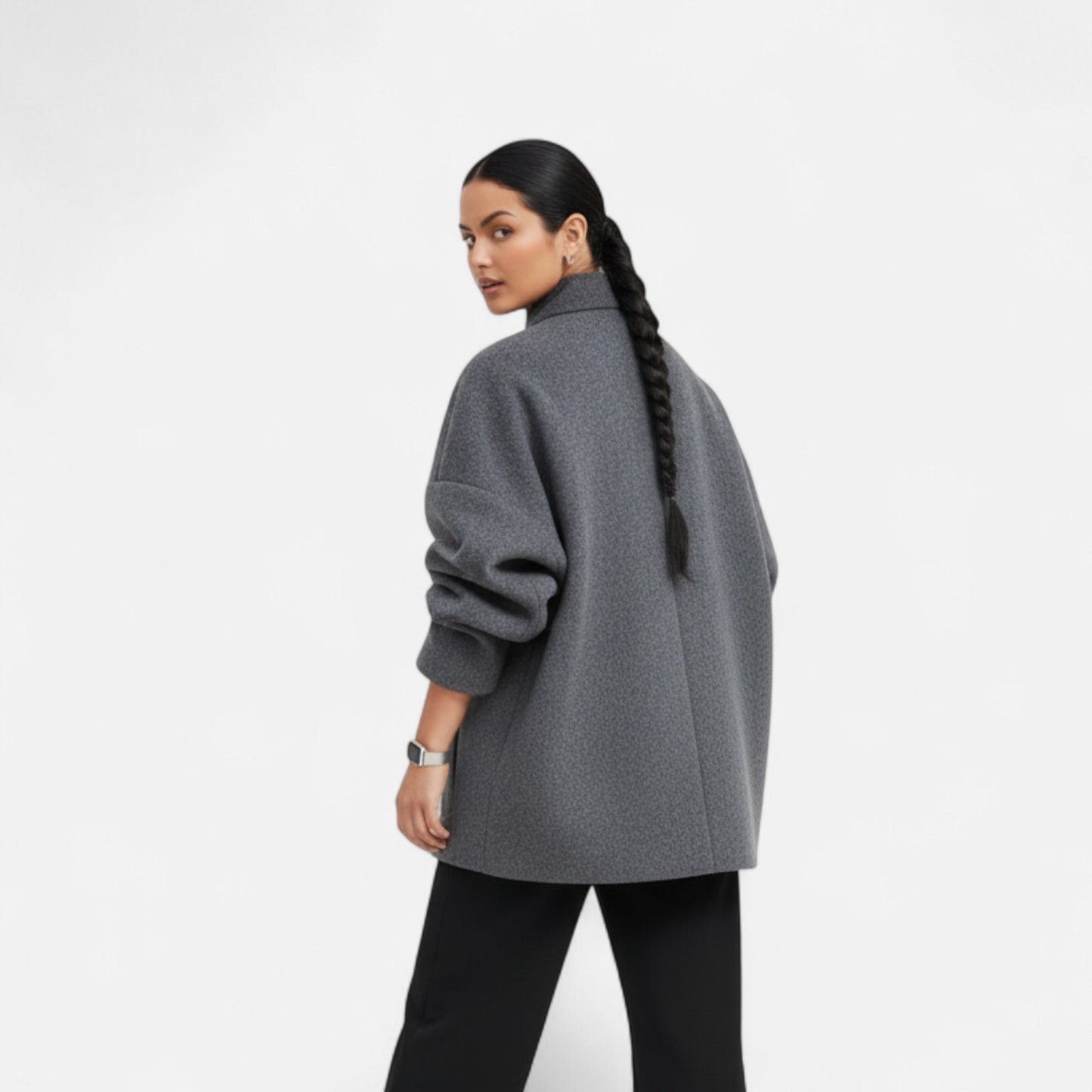 Manteau court femme col montant chic