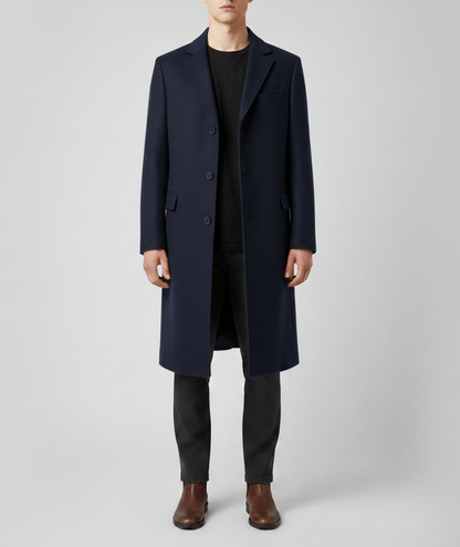 Elegant Slim-Fit Wool Coat for Men
