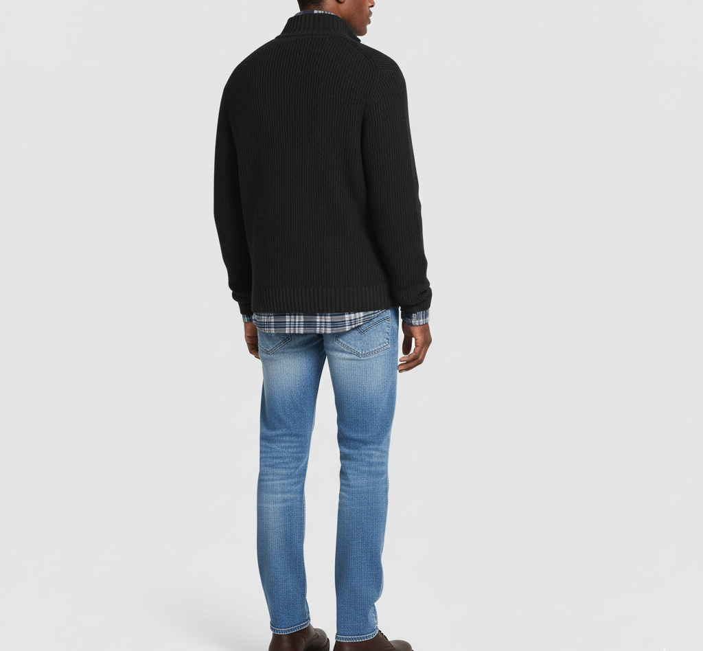 Men's Cotton Turtleneck Sweater with Zipper