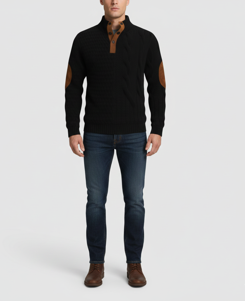 Men's Wool Sweater with High Collar