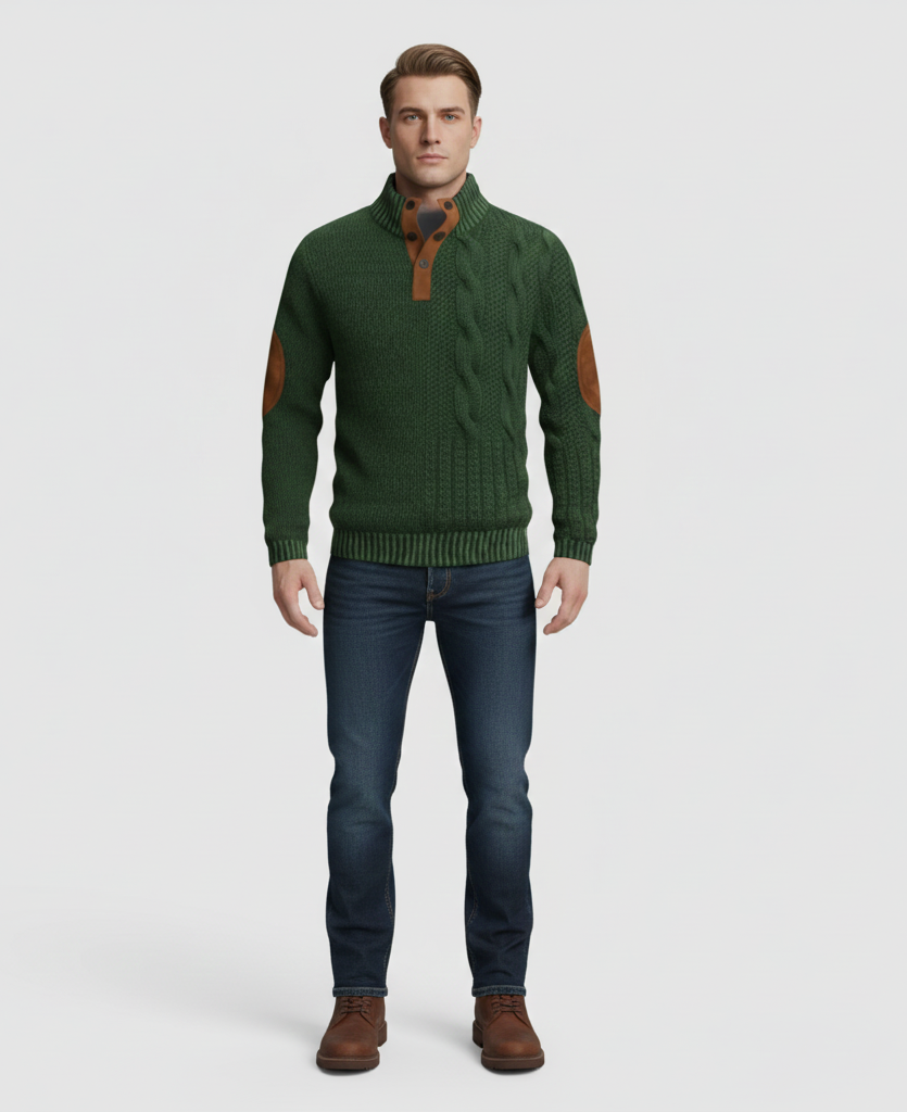 Men's Wool Sweater with High Collar