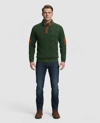 Men's Wool Sweater with High Collar