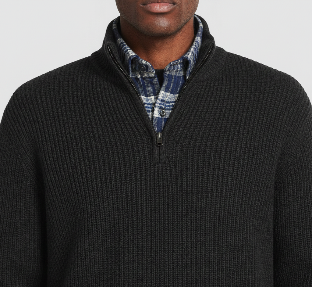 Men's Cotton Turtleneck Sweater with Zipper