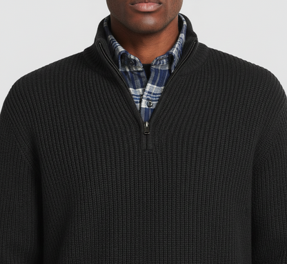 Men's Cotton Turtleneck Sweater with Zipper