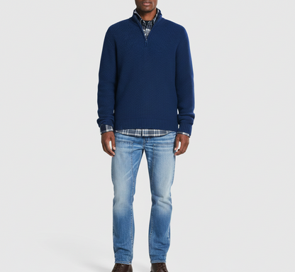 Men's Cotton Turtleneck Sweater with Zipper