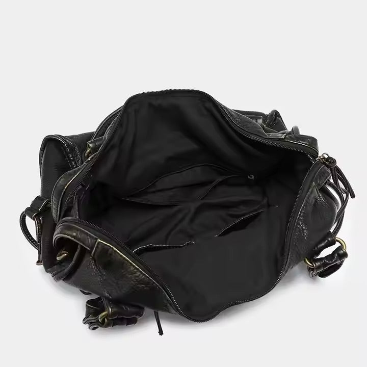Vegan Leather Shoulder Bag with Vintage Look & Durable Details