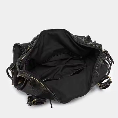 Vegan Leather Shoulder Bag with Vintage Look & Durable Details
