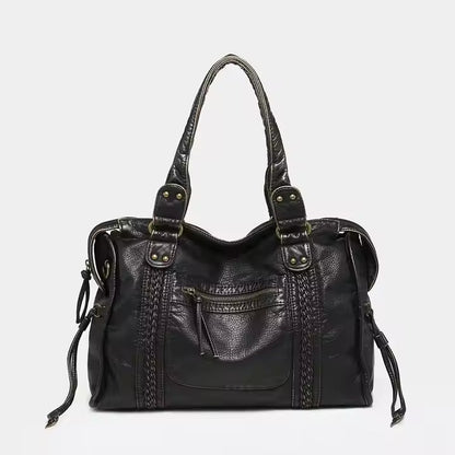 Vegan Leather Shoulder Bag with Vintage Look & Durable Details