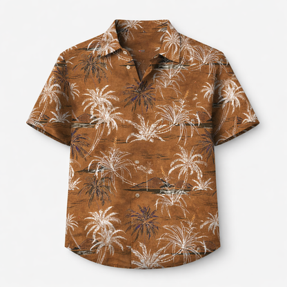 Hawaiian linen beach shirt for men white khaki