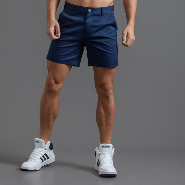 Men's Cotton Chino Shorts Knee-Length Khaki