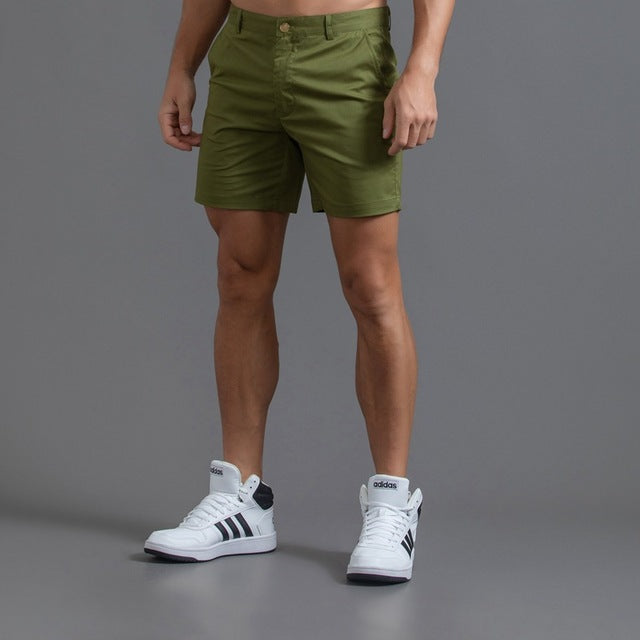 Men's Cotton Chino Shorts Knee-Length Khaki