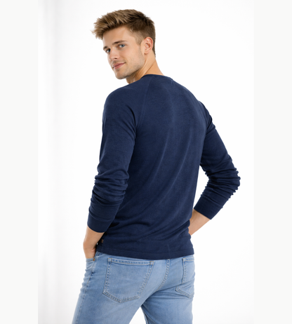 T-shirt Henley homme manches longues boutons décontracté streetwear basique