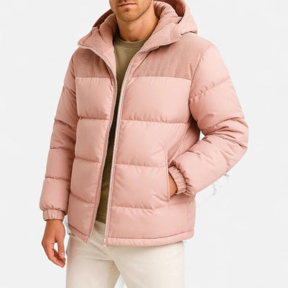Men's Quilted Jacket - Lightweight with Hood Insulated Elegance
