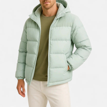 Men's Quilted Jacket - Lightweight with Hood Insulated Elegance