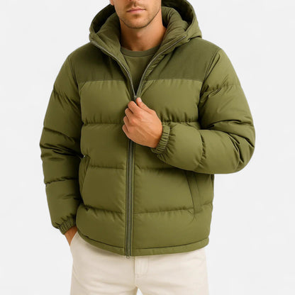 Men's Quilted Jacket - Lightweight with Hood Insulated Elegance
