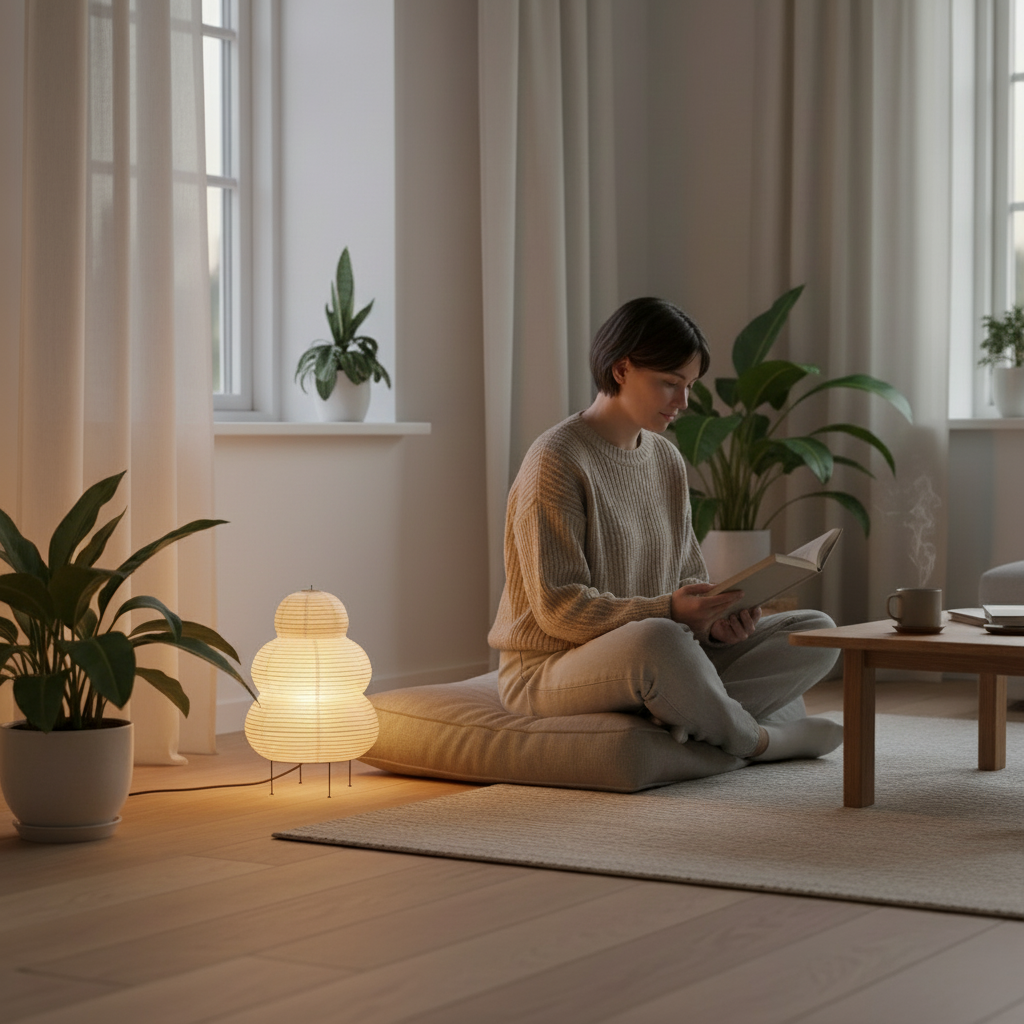 Hikari Washi Floor Lamp - Japanese Rice Paper Floor Lamp with Spherical Design and Soft, Warm Light