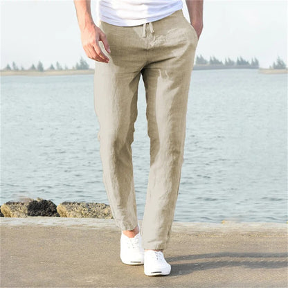 Pantalon léger en lin pour hommes, décontracté et confortable