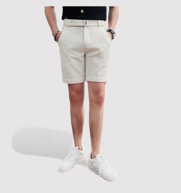 Plaid men's shorts with adjustable belt