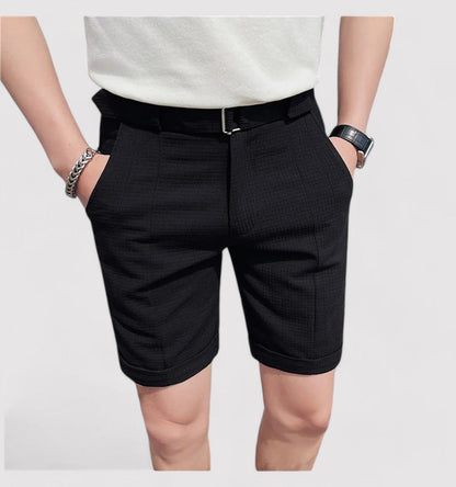 Plaid men's shorts with adjustable belt
