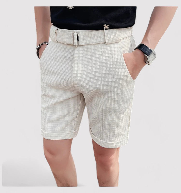 Plaid men's shorts with adjustable belt