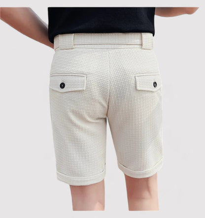 Plaid men's shorts with adjustable belt