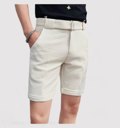 Plaid men's shorts with adjustable belt