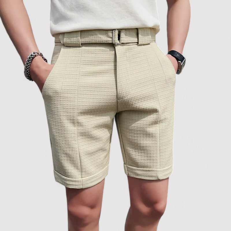 Plaid men's shorts with adjustable belt