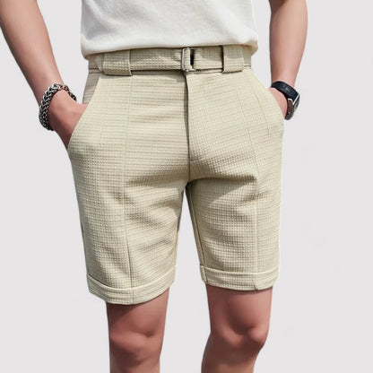 Plaid men's shorts with adjustable belt