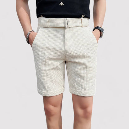Plaid men's shorts with adjustable belt