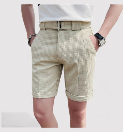 Plaid men's shorts with adjustable belt