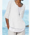 Blouse blanche élégante pour femmes avec col rond en lin - Tamera