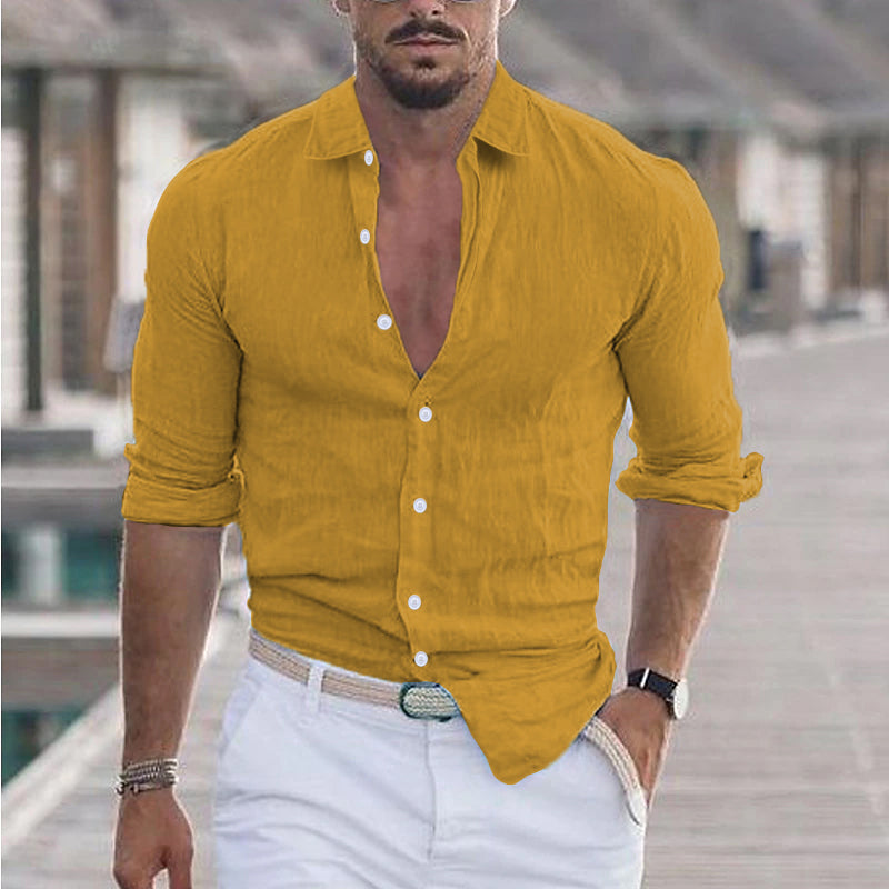 Samuel - Linen Shirt for Men with Turn-Down Collar