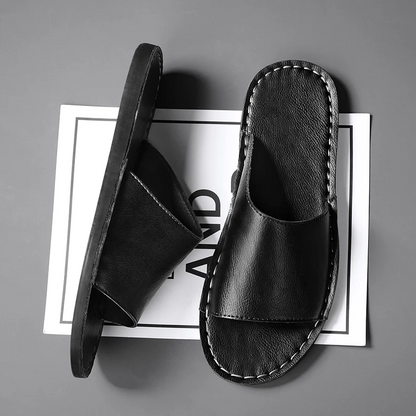 Chaussons croisés en cuir véritable pour hommes