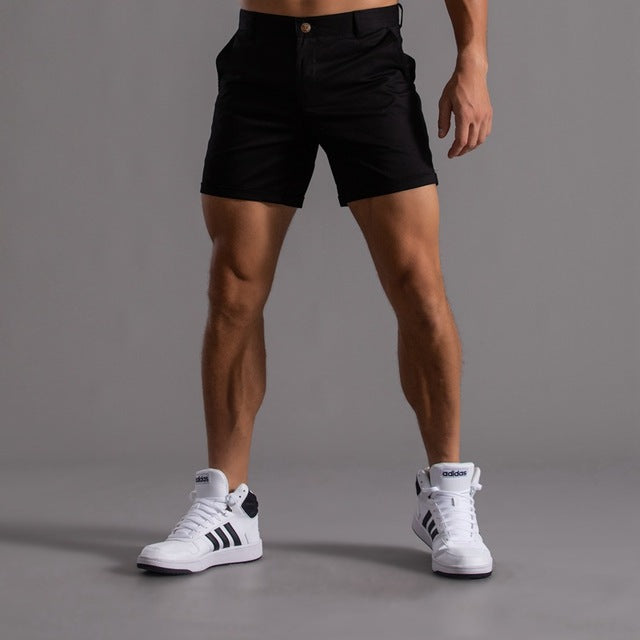 Men's Cotton Chino Shorts Knee-Length Khaki