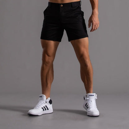 Men's Cotton Chino Shorts Knee-Length Khaki