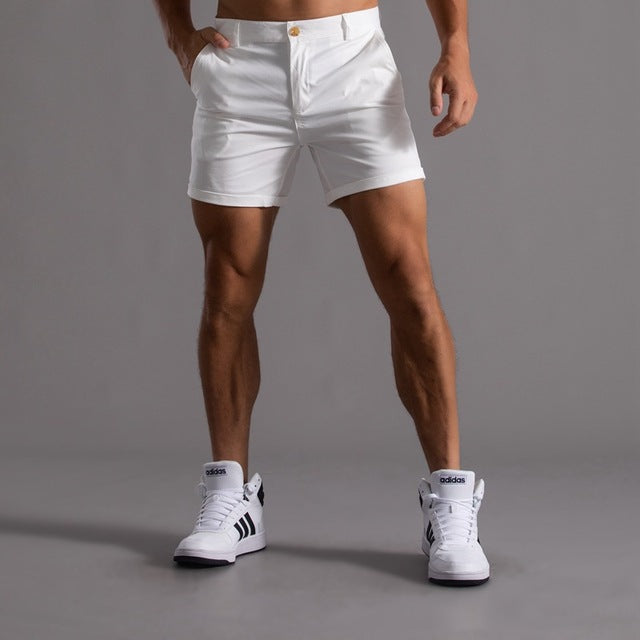 Men's Cotton Chino Shorts Knee-Length Khaki