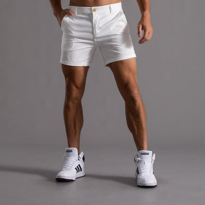 Men's Cotton Chino Shorts Knee-Length Khaki